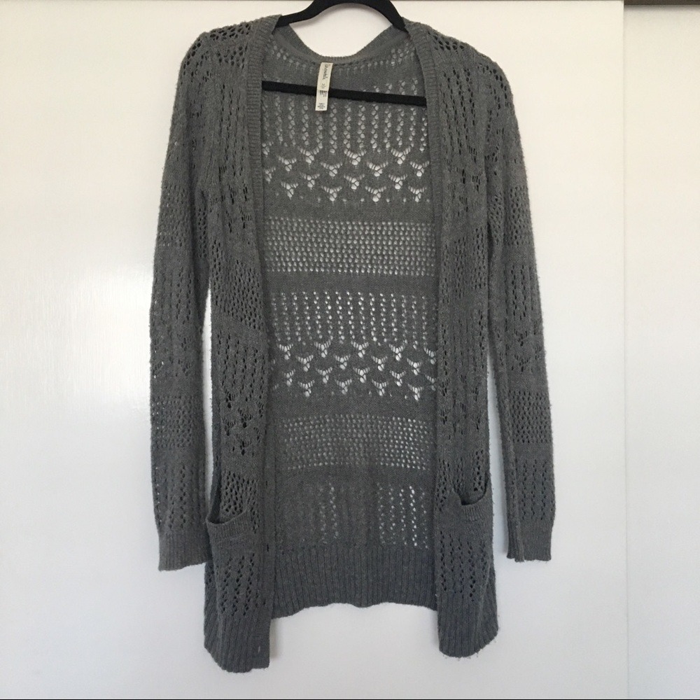 knee length gray cardigan
